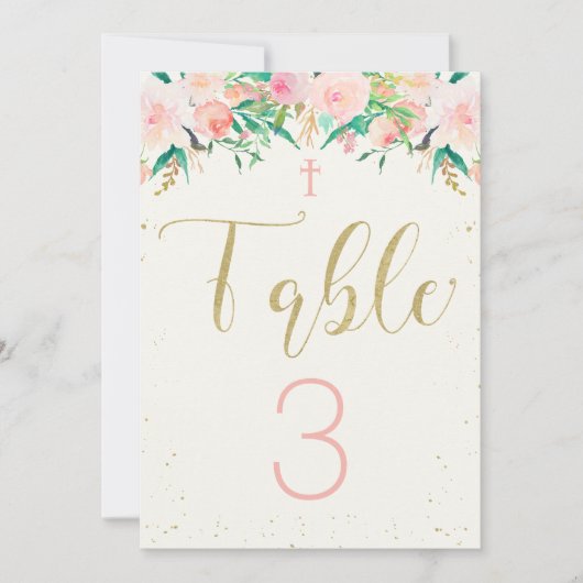 洗礼・命名式 フラワーテーブルカード 招待状 (正面)