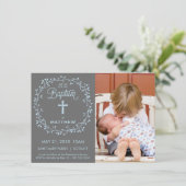 洗礼・命名式　写真招待状（男の子用） 招待状 (スタンド正面)