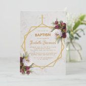 洗礼 大理石 ゴールド 牡丹 蝶 幾何学 招待状 (スタンド正面)
