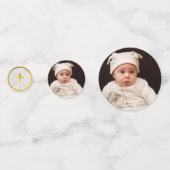 洗礼 大理石 偽金箔 十字架 エレガント スクリプト コンフェッティ (正面)