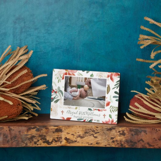 洗礼/洗礼日クリスマスフローラギフト フォトプラーク (側面)