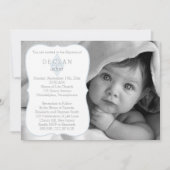 洗礼 | 男の子 フォト ヴィンテージ フルール ド リス 十字架 招待状 (正面)