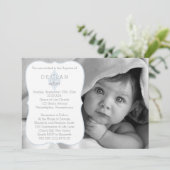 洗礼 | 男の子 フォト ヴィンテージ フルール ド リス 十字架 招待状 (スタンド正面)