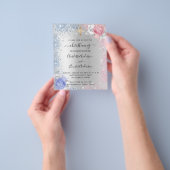 洗礼　男の子　女の子　青　ピンク　銀　招待状 チラシ (手)