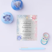 洗礼　男の子　女の子　青　ピンク　銀　招待状 チラシ (シングル)