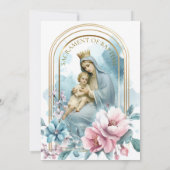 洗礼 神の母 耶蘇 ピンク 青 花  招待状 (裏面)