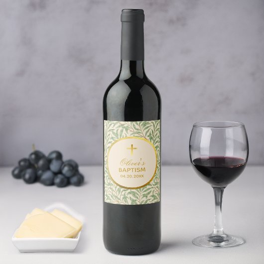 洗礼 緑の葉 偽の金の柳の枝 モリス ワインラベル