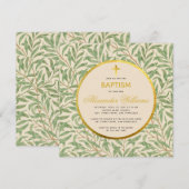 洗礼 緑の装飾 偽金の円 男女問わず 招待状 (正面/裏面)