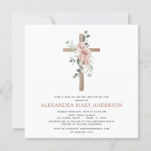 洗礼 緑 ほこりっぽいピンクのバラ 十字架 キリスト教