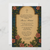 洗礼 聖家族 ゴールド ステンドグラス 招待状 (正面)