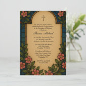 洗礼 聖家族 ゴールド ステンドグラス 招待状 (スタンド正面)