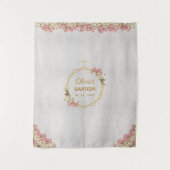 洗礼 背景 ゴールド ピンク 洋蘭 大理石 幾何学模様 タペストリー (正面)