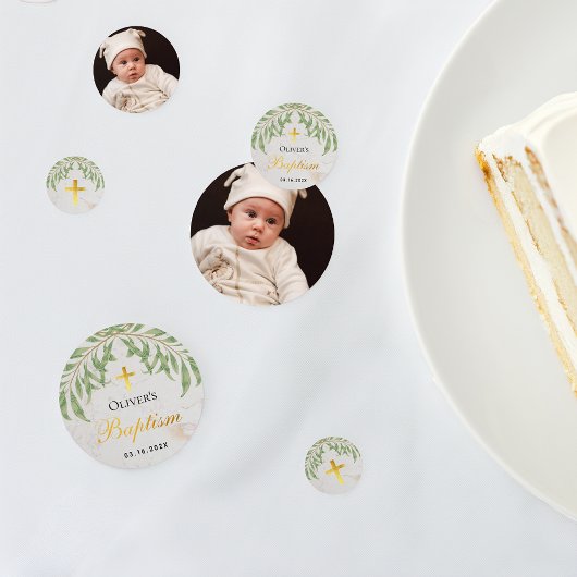 洗礼 葉っぱ 大理石 偽の金箔 緑の葉 コンフェッティ