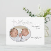 洗礼 言葉 シルバー 写真 ありがとう ノートカード #2 (スタンド正面)