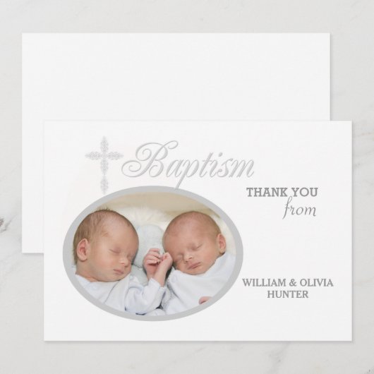 洗礼 言葉 シルバー 写真 ありがとう ノートカード #2 (正面/裏面)