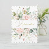 洗礼 誕生日 ローズ ピンク エレガント 宗教的 招待状 (スタンド正面)