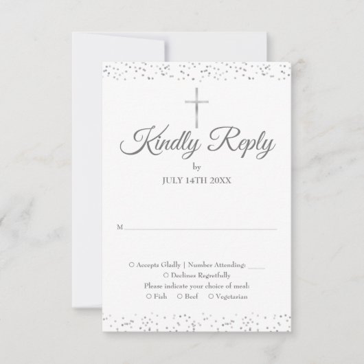 洗礼 誕生日 初領聖体 銀 出欠カード (正面)