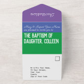 洗礼 誕生 お祝い 1枚で2つの招待状 オールインワン招待状 (外側)