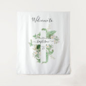 洗礼 誕生 キリスト教 クロス 緑の歓迎ボード タペストリー (正面)