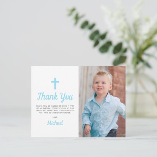 洗礼 誕生 キリスト教 男の子 フォト ポストカード (スタンド正面)
