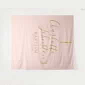 洗礼 誕生 ピンクの背景 フォトブース タペストリー (正面(横))