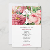 洗礼 誕生 洗礼 女の子 ピンクのバラ 招待状 (正面)