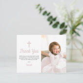 洗礼 誕生 祈祷 女の子 ピンク フォト ポストカード (スタンド正面)