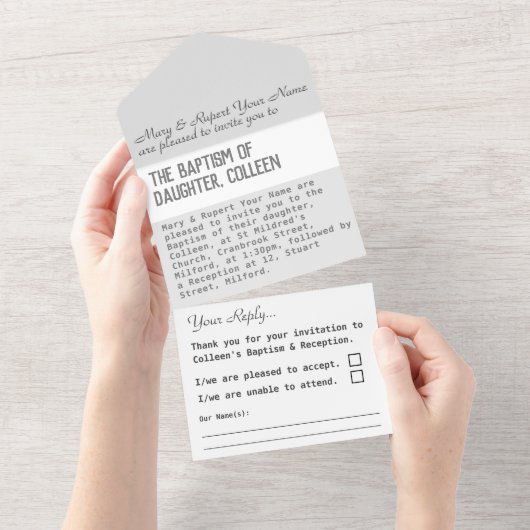 洗礼 誕生 祝賀 1枚でOK 招待状 (貼ってはがせる)