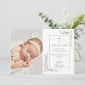 洗礼 誕生 緑の写真 サンキューカード (スタンド正面)