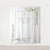 洗礼 誕生 葉緑の写真ブース背景 タペストリー (正面)