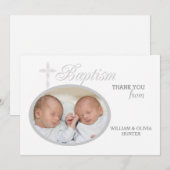 洗礼 語 銀色 写真 ありがとう ノートカード #2 (正面/裏面)