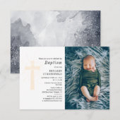 洗礼 赤ちゃん フォト キリスト教 宗教的 イベント 招待状 (正面/裏面)