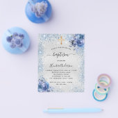 洗礼 銀青色 男の子 花 モダン ご案内 チラシ (シングル)