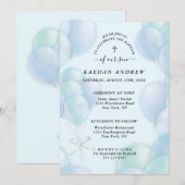 洗礼 青い風船 クロス 招待状 (正面/裏面)