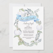 洗礼 青と白のカボチャの男の子 秋 招待状 (正面)