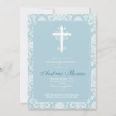 洗礼 - 青ダマスク 招待状 (正面)