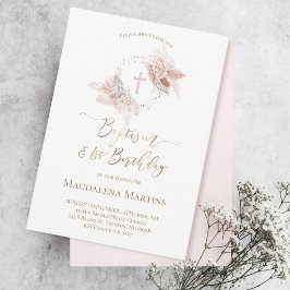 洗礼 & 1歳誕生日 ボヘミアンフラワー招待状 招待状