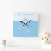 洗礼(Baptisam Blue Child of God、カスタマイズ可能) スクエア壁時計 (ホーム)