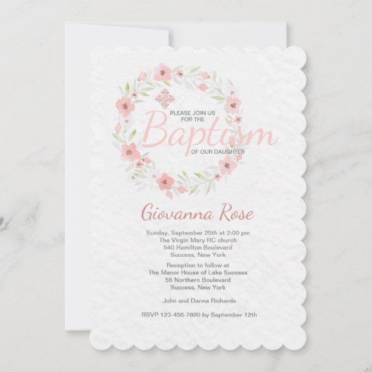 洗礼 wreath 招待状 (正面)