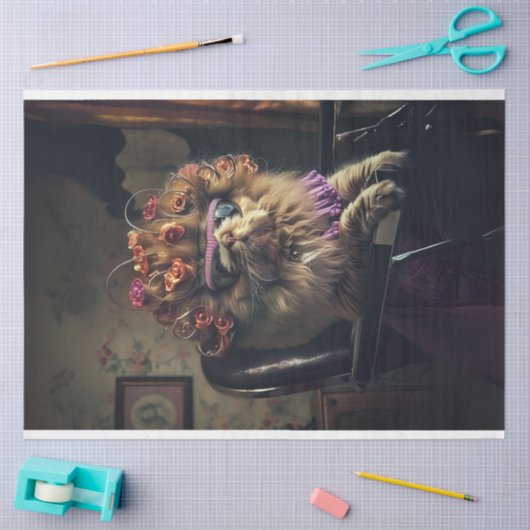 洗練お洒落された猫サロンの日の切り離し 薄葉紙 (クラフト)