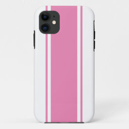 洗練されたおもしろいスポーティピンクホワイトレースストライプズ iPhone 11 ケース