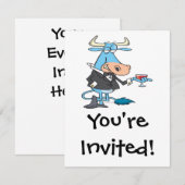 洗練されたおもしろいブルアニメ 招待状 (正面/裏面)