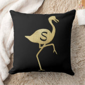 洗練されたおもしろい金ゴールドフラミンゴブラックモノグラム クッション (ブランケット)
