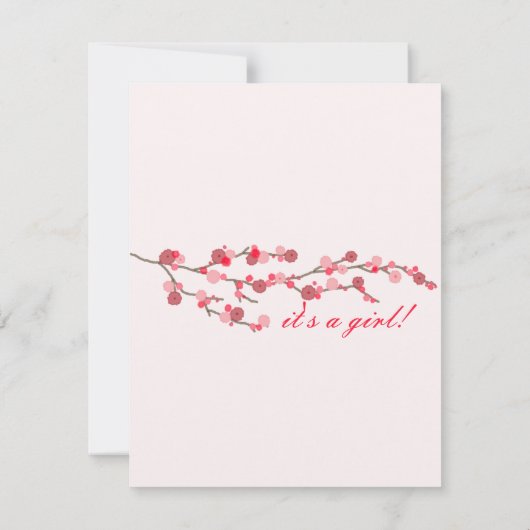 洗練されたこうのとりの桜のベビーシャワー 招待状 (裏面)