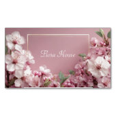 洗練されたさくらんぼブロッサムピンク&セージ マグネット名刺 (正面)