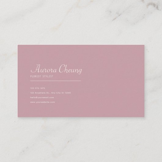 洗練されたさくらんぼブロッサムピンク&セージ 名刺 (裏面)