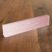 洗練されたばら色の金ゴールドのシックな弓黒Minimalistc デスクネームプレート (側面)