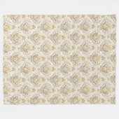 洗練されたアイボリーダマスクデリケート水彩デザイン フリースブランケット (正面(横))