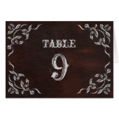 洗練されたウェスタン結婚のテーブル番号カード (正面横)