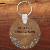 洗練されたウェスタン結婚レザー キーホルダー (正面)